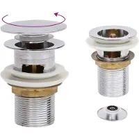 vidaXL Garniture d'écoulement avec trop-plein chrome 6,4x6,4x9,1 cm