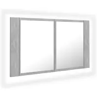 vidaXL LED-Bad-Spiegelschrank Betongrau 80x12x45 cm Acryl