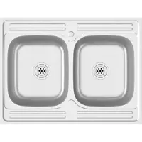 vidaXL Evier double argenté 800x600x155 mm acier inoxydable