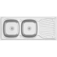 vidaXL Evier double argenté 1200x500x155 mm acier inoxydable