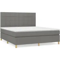 vidaXL Lit boxspring avec matelas gris foncé 180x200 cm Tissu