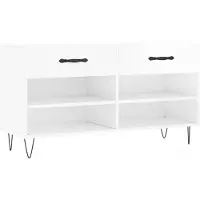 vidaXL Banc à chaussures blanc brillant 102x35x55 cm bois d'ingénierie