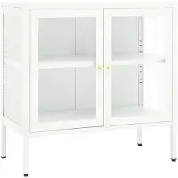 vidaXL Sideboard Blanc 70x35x70 cm Acier et verre