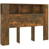 vidaXL Tête de lit avec étagères chêne fumé 140x18,5x104,5 cm