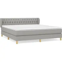 vidaXL Lit boxspring avec matelas gris clair 180x200 cm Tissu