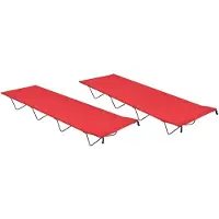 vidaXL Lits de camping 2 pcs. 180x60x19 cm tissu Oxford et acier rouge
