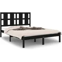 vidaXL Massivholzbett Schwarz Kiefer 140x190 cm