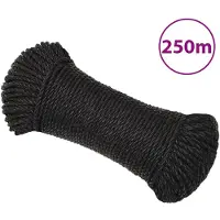 vidaXL Corde de travail Noir 6 mm 250 m polypropylène