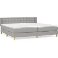 vidaXL Lit boxspring avec matelas gris clair 200x200 cm Tissu