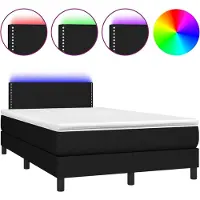 vidaXL Lit Boxspring avec matelas & LED Noir 120x200 cm Tissu