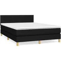 vidaXL Lit boxspring avec matelas noir 140x200 cm Tissu