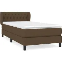 vidaXL Lit boxspring avec matelas brun foncé 90x200 cm Tissu