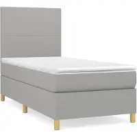 vidaXL Lit boxspring avec matelas gris clair 100x200 cm Tissu