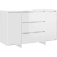 vidaXL Sideboard 3 tiroirs blanc brillant 120x41x75cm bois composite