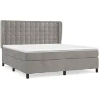 vidaXL Lit boxspring avec matelas gris clair 180x200 cm velours