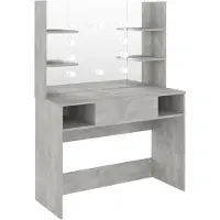 vidaXL Coiffeuse avec éclairage LED 100x40x135 cm MDF gris béton