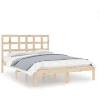 vidaXL Lit en bois massif 135x190 cm