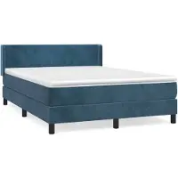 vidaXL Lit boxspring avec matelas bleu foncé 140x200 cm velours