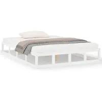 vidaXL Lit en bois massif blanc 200x200 cm