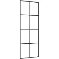 vidaXL Porte coulissante noire 76x205 cm verre ESG et aluminium