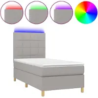 vidaXL Lit boxspring avec matelas & LED gris clair 90x190 cm Tissu