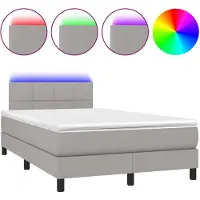 vidaXL Lit boxspring avec matelas & LED gris clair 120x200 cm Tissu