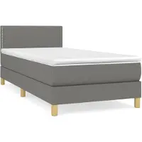 vidaXL Lit boxspring avec matelas gris foncé 80x200 cm Tissu