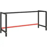 vidaXL Bâti d'établi noir mat et rouge mat 180x57x79 cm Métal