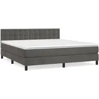 vidaXL Lit boxspring avec matelas gris foncé 180x200 cm velours