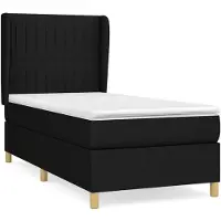 vidaXL Lit boxspring avec matelas noir 90x190 cm Tissu