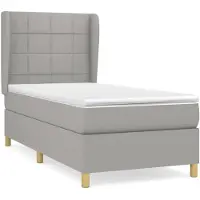 vidaXL Lit boxspring avec matelas gris clair 90x200 cm Tissu