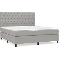 vidaXL Lit boxspring avec matelas gris clair 160x200 cm Tissu