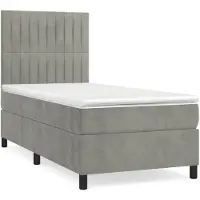 vidaXL Lit boxspring avec matelas gris clair 100x200 cm velours