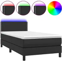 vidaXL Lit Boxspring avec matelas & LED Noir 80x200 cm Similicuir
