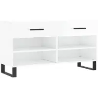 vidaXL Banc à chaussures blanc brillant 102x35x55 cm bois d'ingénierie