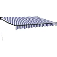 vidaXL Auvent rétractable Bleu et blanc 3,5x2,5 m Tissu et aluminium