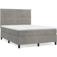 vidaXL Lit boxspring avec matelas gris clair 140x200 cm velours