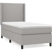 vidaXL Lit boxspring avec matelas gris clair 90x200 cm Tissu