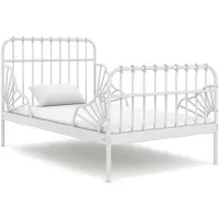 vidaXL Lit gigogne blanc métal 80x130/200 cm