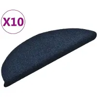 vidaXL Tapis d'escalier autocollants 10 pièces 56 x 17 x 3 cm Bleu marine Demi-rond