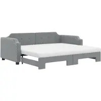 vidaXL Lit de jour extensible avec matelas gris clair 90x190 cm Tissu