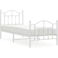 vidaXL Cadre de lit avec tête et pied de lit en métal blanc 90x190 cm