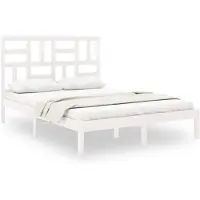 vidaXL Lit en bois massif blanc 120x200 cm