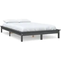 vidaXL Lit en bois massif gris 140x190 cm pin
