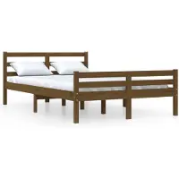 vidaXL Lit en bois massif brun miel 150x200 cm