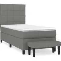 vidaXL Lit boxspring avec matelas gris foncé 100x200 cm Tissu