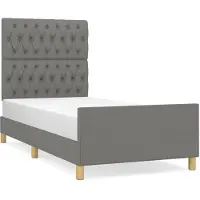 vidaXL Cadre de lit sans matelas gris foncé 90x200 cm Tissu