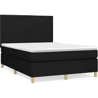 vidaXL Lit boxspring avec matelas noir 140x190 cm Tissu