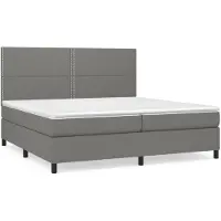 vidaXL Lit boxspring avec matelas gris foncé 200x200 cm Tissu