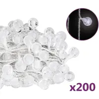 vidaXL Guirlande lumineuse boules 20 m 200 LED blanc froid 8 fonctions